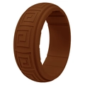 Dark brown silicone ring with Greek key pattern and matte finish for sports and fitness - Bronze