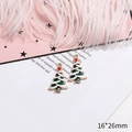 Pair of green enamel Christmas tree pendants in alloy gold finish, size 16x26mm - No.38 Pearlescent Xmas Tree