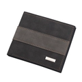 Klassische Herrenbrieftasche in Schwarz und Grau aus Kunstleder mit orangefarbenen Nähten - Schwarz