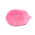 Spazzola per la pulizia del viso in silicone rosa con impugnatura e foro per appendere - Rosa