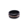Anillo de acero de titanio para hombre con acabado negro mate y engranaje de oro rosa - US 10 / Oro rosa