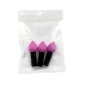 Three-piece purple teardrop makeup sponges with black handles in transparent packaging - Rose Red Slanted Waterdrop 3-Piece Pearlescent Bag Set