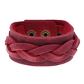 Men's vintage red braided leather bracelet with high-quality texture and metal clasp - Retro Wine Red