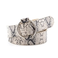 Chic snakeskin texture women wide belt with large silver metal round buckle - 103x3cm / Snake Print