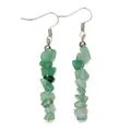 Handmade stainless steel drop earrings with natural green tumbled stone chips - Green