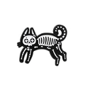 Gothic zwart-wit emaille kat skelet broche gemaakt van legering en oliedruppel - Zittend Katzenskelet (CC1044)