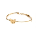 Elegant gold butterfly open bangle with sparkling zircon and adjustable lobster clasp - Gold (KB112201-GC)