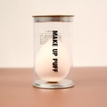 Pink teardrop makeup sponge in a transparent portable storage cylinder with silver lid - Waterdrop Shape (Cylinder Pack) / Nude