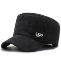 Gorra militar de invierno para hombre en gris oscuro con forro polar y logo metálico - Ajustable / Negro