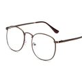Montura de gafas redonda retro en metal café con lentes transparentes y almohadillas - Bronce