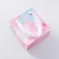 Sacchetto regalo in carta marmorizzata rosa e azzurro con manici in seta bianca - Sacchetto regalo / Motivo marmo rosa