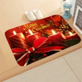 Absorbent Christmas door mat with festive candles and Merry Christmas text on wood floor - 7 / 50*80cm