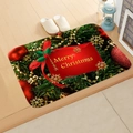 Close-up of Merry Christmas festive mat on wooden floor with seasonal decorations - 8 / 50*80cm