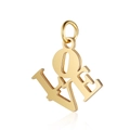 Golden stainless steel LOVE letter pendant with hollow heart detail on white background - 19*16mm / LOVE Letters Gold