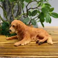 Realistic golden retriever puppy model in a natural lying pose for car or home decor - Brown Golden Retriever Single