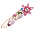 Spilla balia floreale con petali in smalto rosa, perle e strass multicolori - Giglio Multicolore