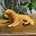 Golden Retriever dog figurine in lying pose for car dashboard and home decoration - Earthy Yellow Golden Retriever Single