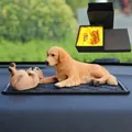 Golden Retriever car ornament set with two resin puppies on a sparkling anti-slip mat - Earthy Yellow Mother and Child Dog Set + Mat + Gift Box