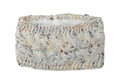 Detail of cable knit headband with warm fleece lining and colorful polka dots pattern - Beige Marl