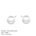 Minimalistische 6mm Edelstahl-Ohrstecker für Damen in poliertem Silber-Farbton - Kugelstil / Stahlfarbe / 6mm