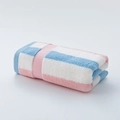 Thick cotton striped towel in soft blue, pink, and white tones, 34x76cm absorbent face towel - 34*76cm / Pink