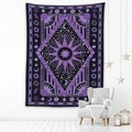 Detail of bohemian sun and moon tapestry hanging above a grey sofa in a cozy room - 73X95CM (Cross-border Brushed) / Purple Black (GT107506)