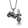 Silver punk motorcycle pendant necklace for men with durable stainless steel twist chain - Motorcycle Style (KP82173-KHX)