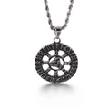Colgante girasol vikingo vintage de acero inoxidable con grabados de runas nórdicas - Estilo Runas Vikingas(KP82181-KHX)