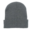 Solid gray knit beanie with cuffed design for women, high-quality textured winter hat - One Size / Gray