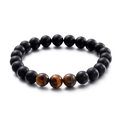 Classic beaded bracelet featuring natural tiger eye stones and matte black round beads - Main Frosted Black Agate Beads Style (KB109660-Z)