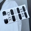 Waterproof 3D nail art stickers QF-439 featuring black and white polka dots and eye patterns - QF439-Black White Eyes Dots