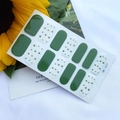 Green and white polka dot nail stickers QF-437 with floral accessories flat lay - QF437-Green Polka Dots