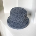 Deep grey lamb wool bucket hat for women with soft plush texture and warm winter style - M (56-58cm) / Sky Blue