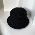 Damen Fischerhut aus schwarzem Lammwoll-Plüsch für Wärme und Stil im Herbst und Winter - M (56-58cm) / Schwarz