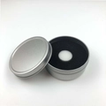 Silver makeup brush cleaner box with charcoal black sponge and center white hole - Double Layer Set / Silver