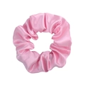 Pink satin scrunchie with silky finish and elastic band for premium hair styling - Pink