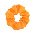 Elastic solid orange satin scrunchie for women hair styling with pleated design - Orange