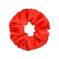 Vibrant red satin scrunchie with silk-like texture and elastic hair band design - Red