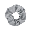 Elegant silver grey satin scrunchie with smooth silk texture for hair styling - Silver Gray
