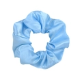 Elastic light blue satin scrunchie hair tie with smooth silk-like texture and soft luster - Light Blue