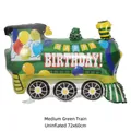Dettaglio palloncino treno a vapore verde per compleanno, 72x60cm non gonfiato - Treno verde medio