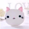 Cute white cat plush coin purse with pink ears and zipper closure in a cozy setting - Pure White