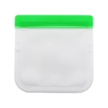 Reusable semi-transparent PEVA food storage bag with green airtight zipper seal - Green
