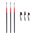 Nail art brush set with flat, pointed, and slanted bristles in black and red design - 3pcs / Black Handle Phototherapy Brush