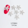 Detailed 12x12mm starfish nail charms with silver alloy base and white rhinestones - Silver Full Rhinestone Starfish Style (5064)
