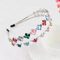Baroque style silver headband with multi-color crystals and white pearls in double layer - Double Layer Square Diamond-Silver