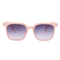 Pink square frame kids sunglasses with purple gradient lenses and silver metal rivet accents - Champagne Frame Gray Lens