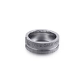 Anillo de acero de titanio cepillado con grabado Love Only You y pequeño circón - US 7 / Color Acero
