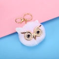 White fluffy owl keychain with glitter ears and golden hardware on pastel background - 8cm / White