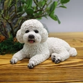 Realistic white poodle ornament with detailed curly fur and cute expression on wooden desk - White Teddy Dog / White